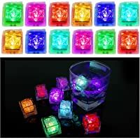 12 Pcs Cubitos de Hielo LED Colorido Luces LED submarinas intermitentes- Luz del sensor de líquido Reutilizable para…